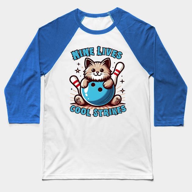 Bowling cat Baseball T-Shirt by Japanese Fever